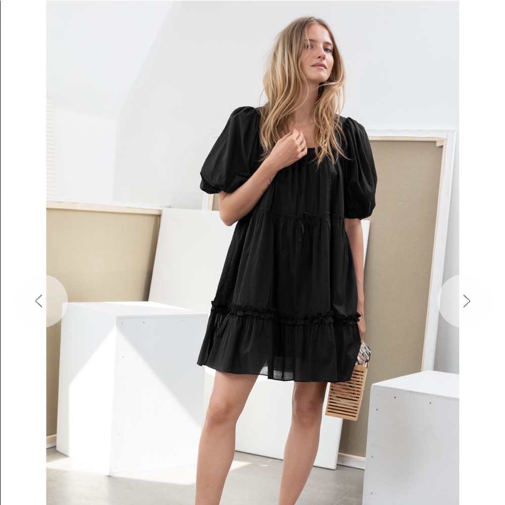 & Other Stories Cotton Puff Sleeve Mini Dress